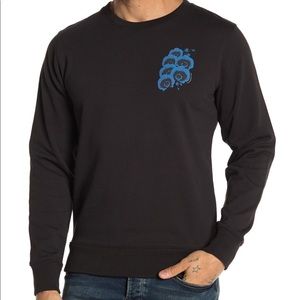 Saturdays New York City Black Crewneck Sweatshirt with Blue Chest Graphic